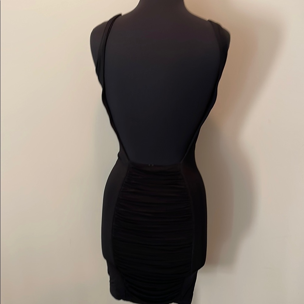 bebe Black Ruched Mini Dress - Picture 2 of 7